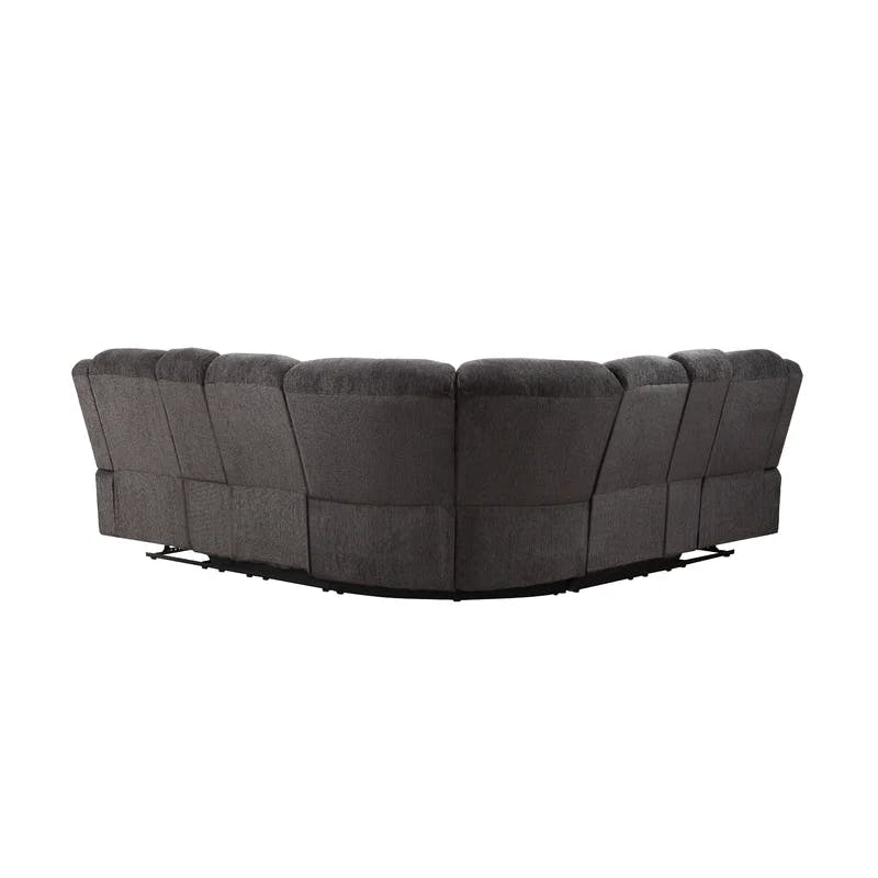 Dark Brown Fabric 3-Piece Sectional with Storage and Cup Holder
