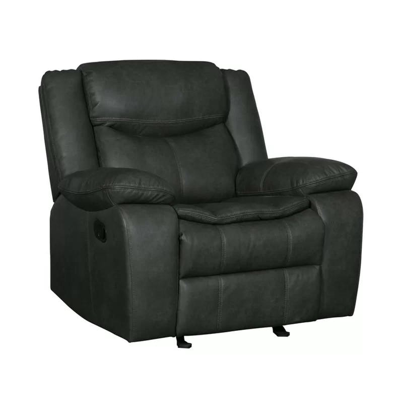 Modern Gray Faux Leather Recliner Chair