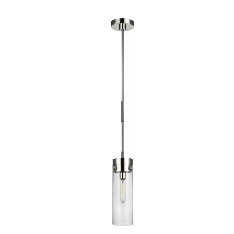 Elegant Polished Nickel and Clear Glass 1-Light Pendant