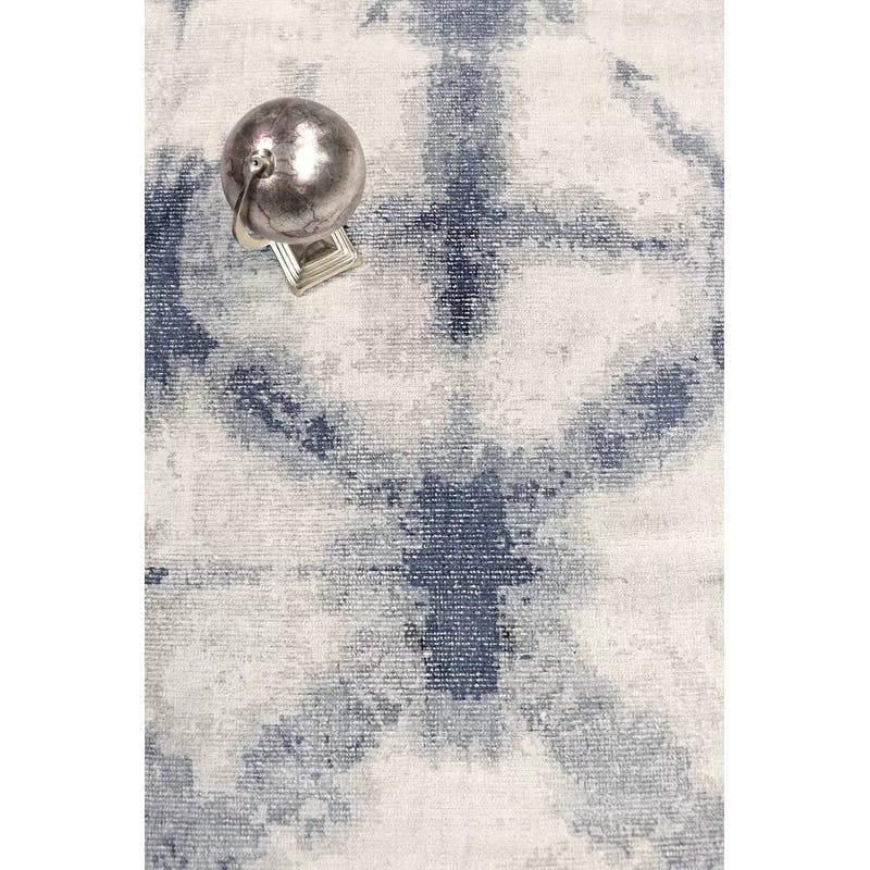 Shibori Hand-Loomed Silver Silk & Wool 8'x10' Area Rug