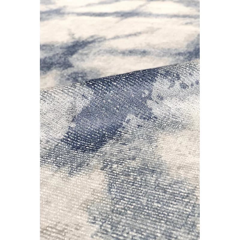 Shibori Hand-Loomed Silver Silk & Wool 8'x10' Area Rug