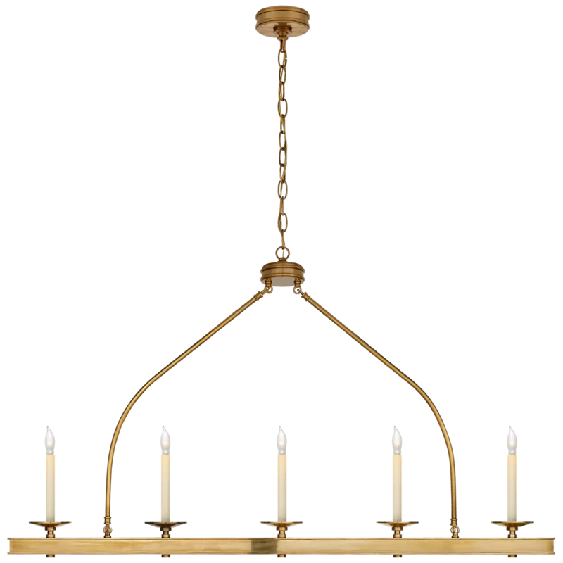 Launceton 5-Light Linear Island Pendant in Antique-Burnished Brass