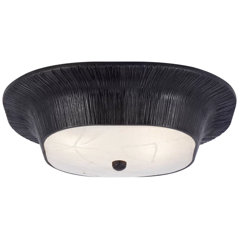 Utopia Aged Iron and Fractured Glass 14" Flush Mount Ceiling Light