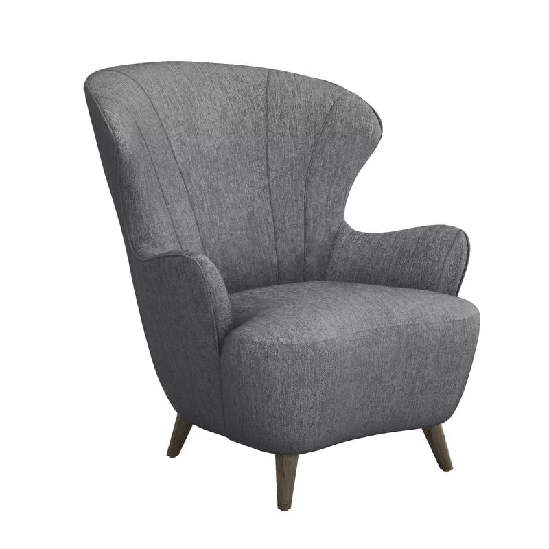 Ollie Vintage Grey Handcrafted Wingback Chair with Wooden Legs