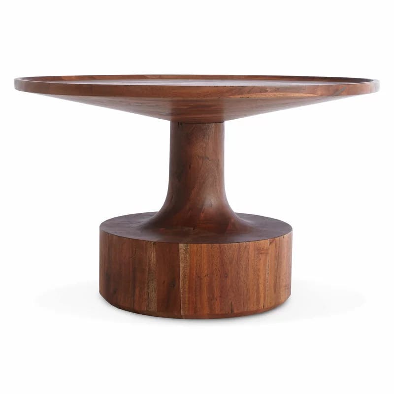 Round Solid Wood Turn Coffee Table in Natural Finish