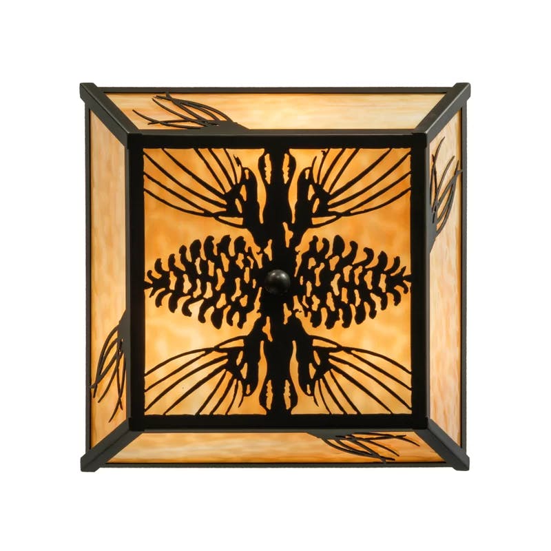 Mountain Pine 22" Bronze & Glass Nature-Inspired Ceiling Pendant