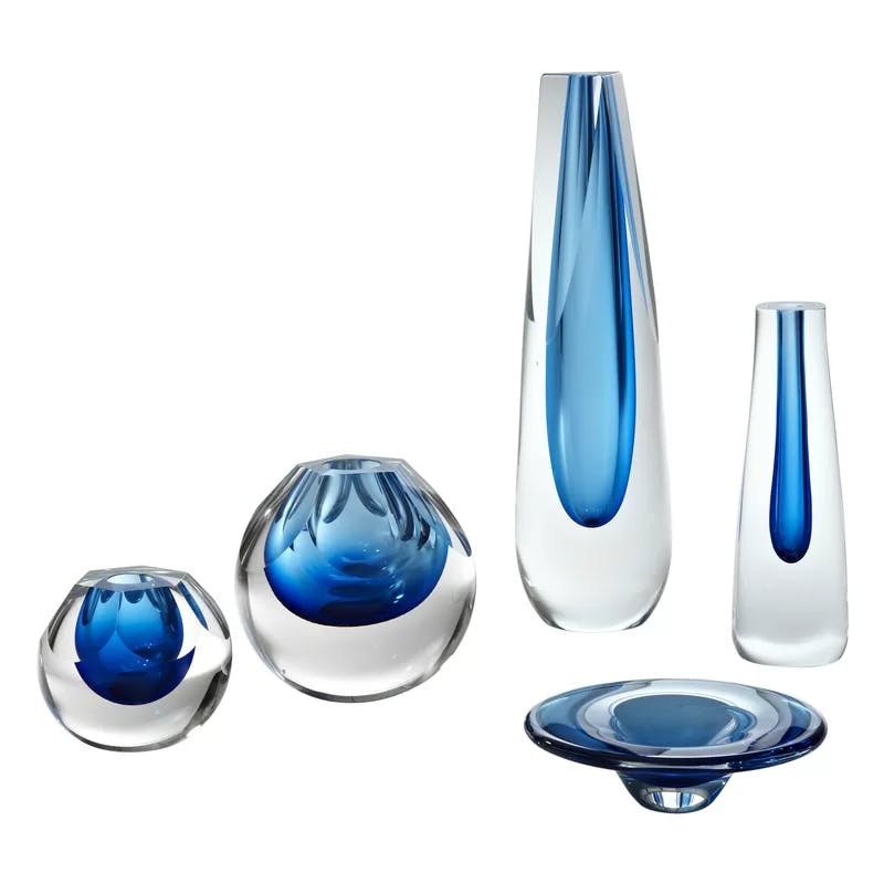 Artisan Square Cut Cobalt Glass Decorative Vase