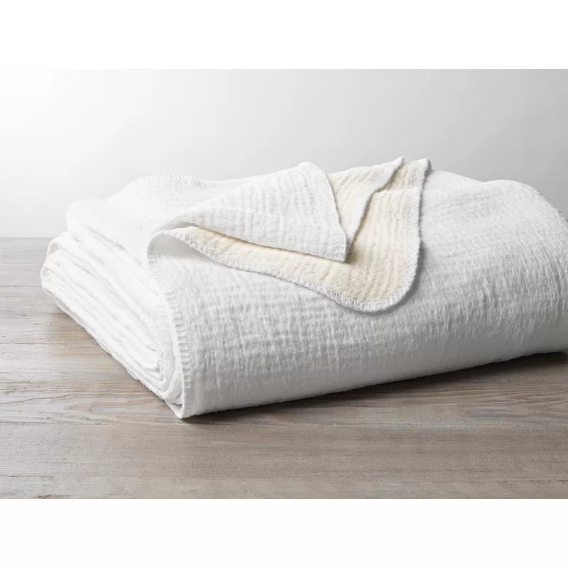 Alpine White Cozy Organic Cotton Full/Queen Throw Blanket