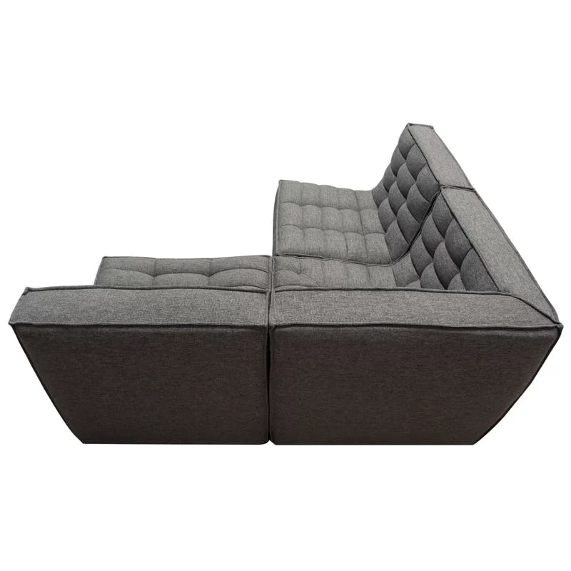 Marshall Grey Fabric 3-Piece Modular Sectional with Tufted Design