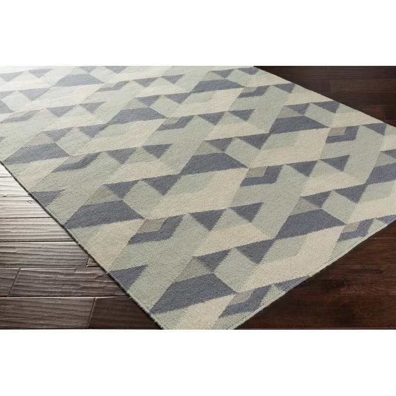 Handwoven Geometric Gray Wool 5' x 7' Area Rug
