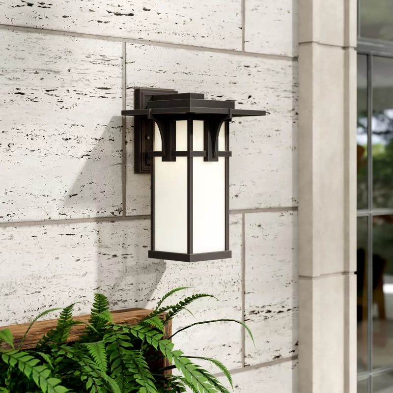 Manhattan Oil Rubbed Bronze 1-Light Outdoor Wall Sconce with Etched Seedy Glass