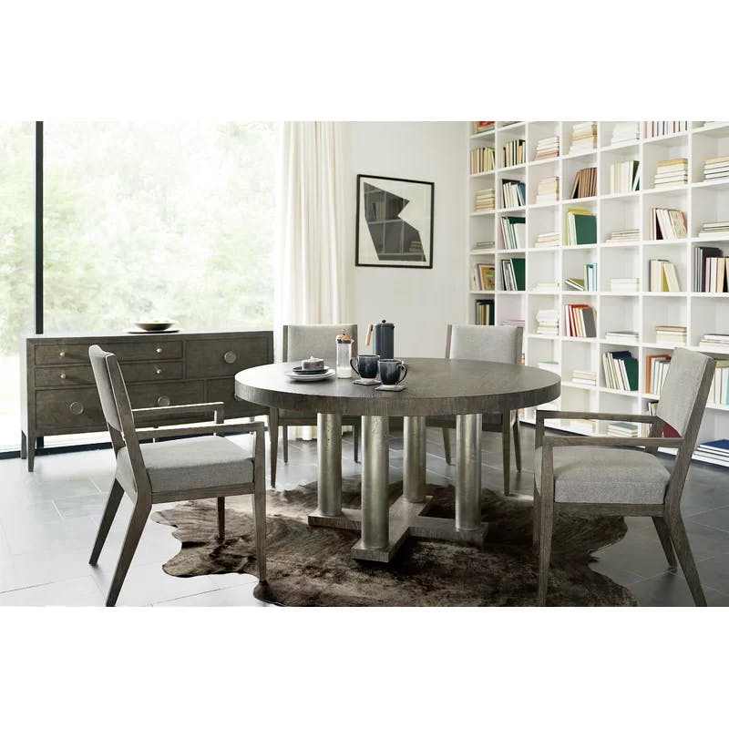 Linea 60'' Transitional Round Solid Wood Brown Dining Table