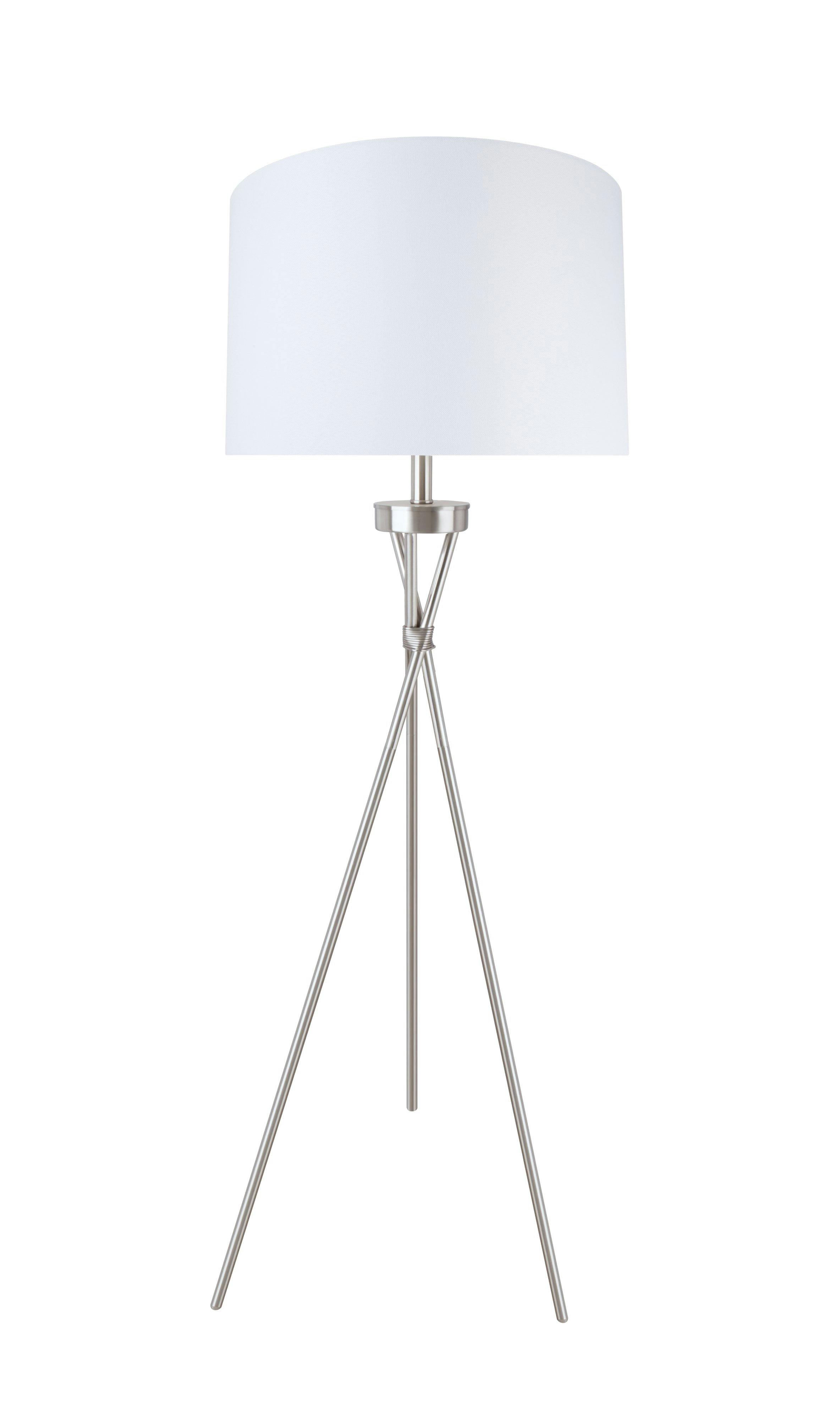 Satin Nickel Tripod Floor Lamp with Adjustable Height