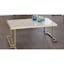 Contemporary Rectangular Lift-Top Coffee Table in Beige Faux Marble & Champagne