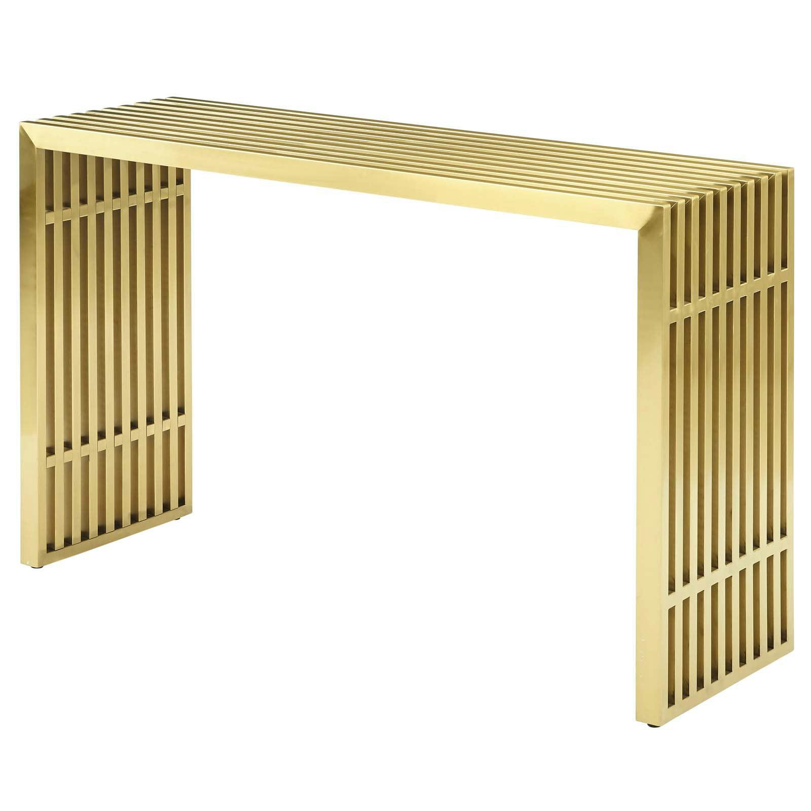 Elegant Gold Stainless Steel Tubular Console Table