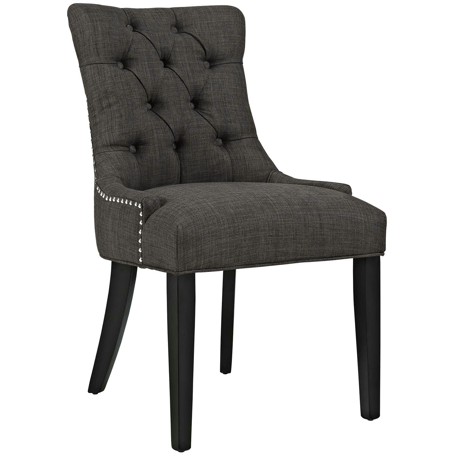 Regal Elegance Brown Upholstered Parsons Side Chair with Nailhead Trim