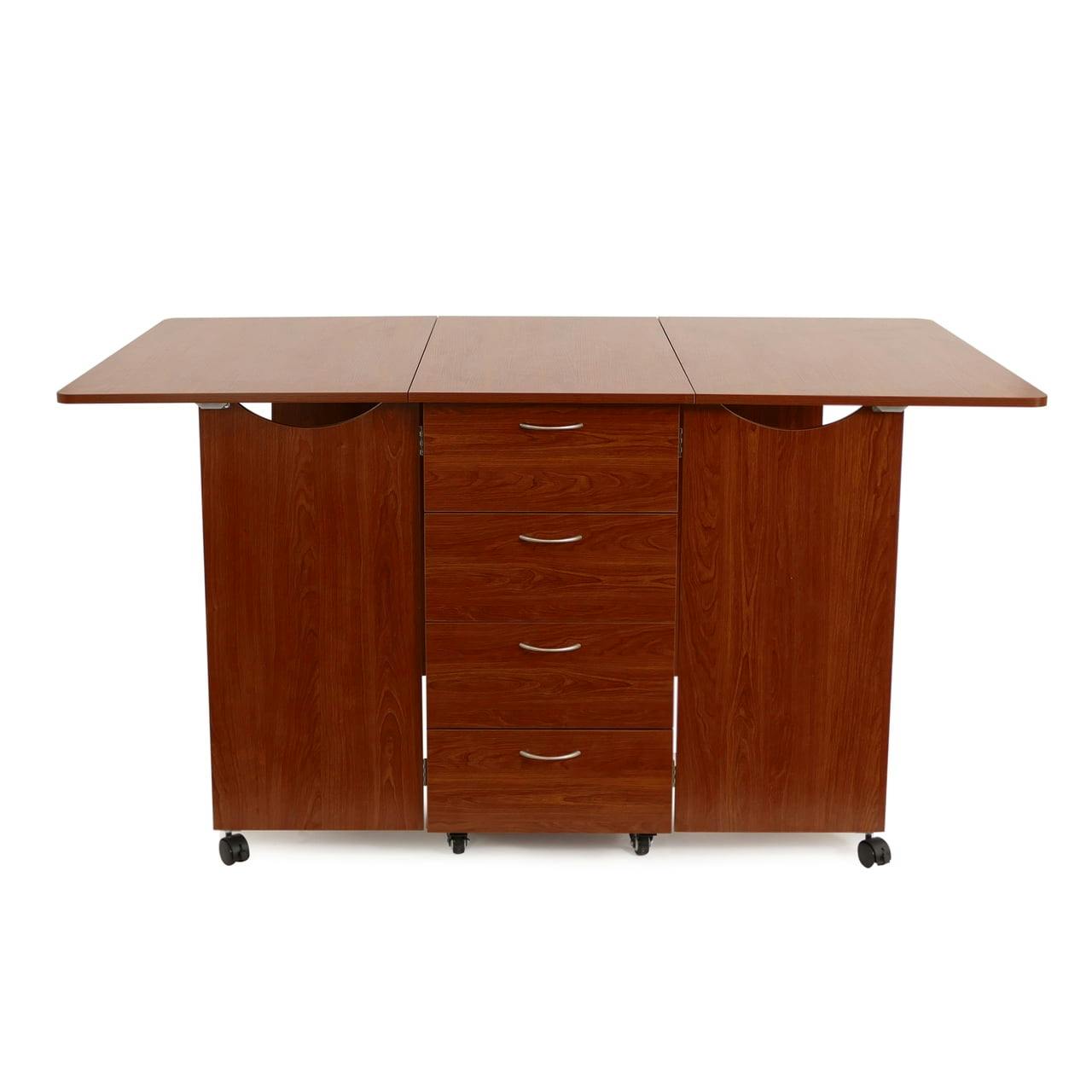Teak Expandable CraftMaster Cutting Table with Storage