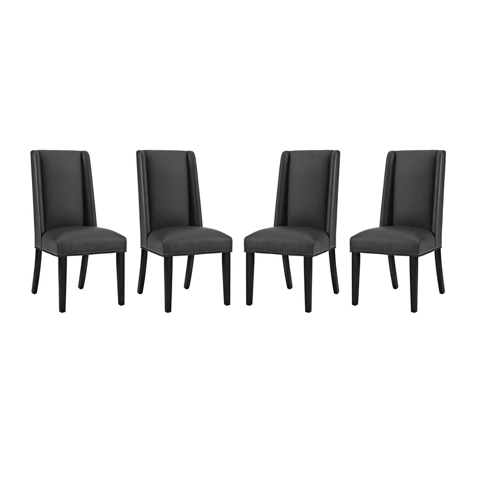 Luxurious Black Faux Leather Upholstered Side Chair