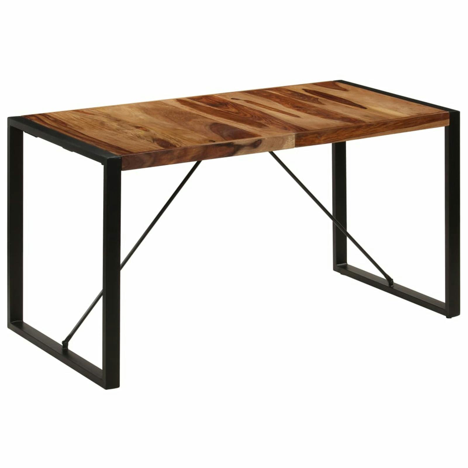 Retro Sheesham Wood Dining Table 55"x28" with Steel Legs