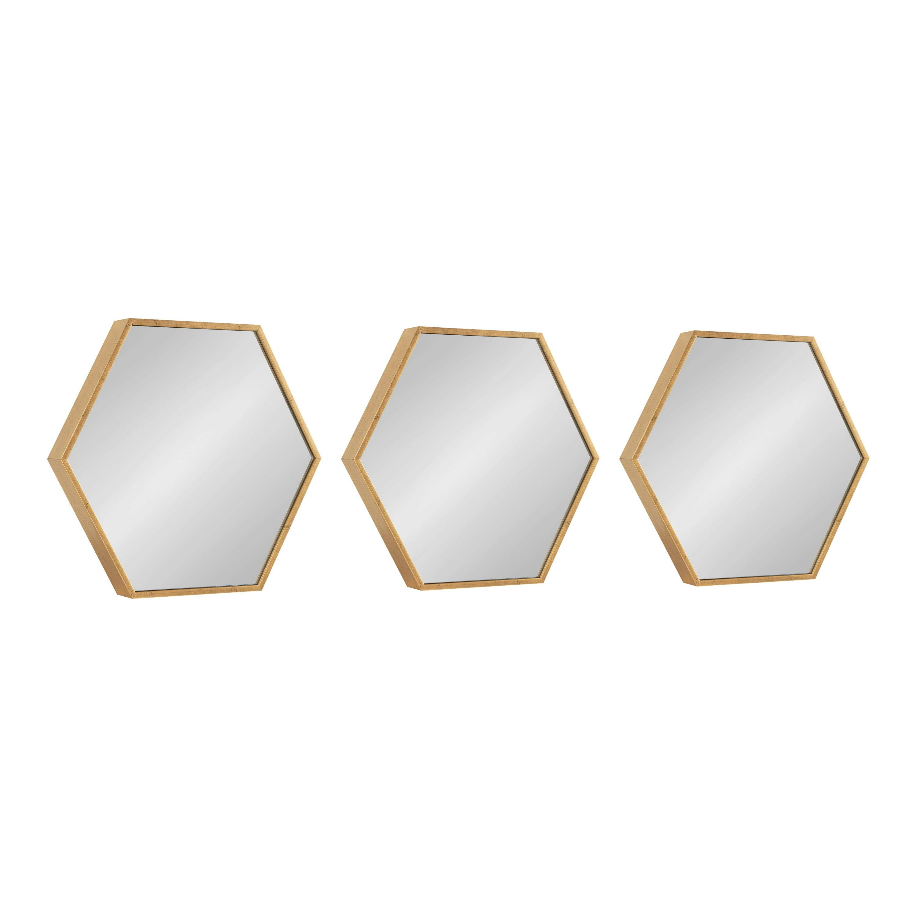 Rhodes Gold Hexagon Wall Mirror Set, 14x16 inches