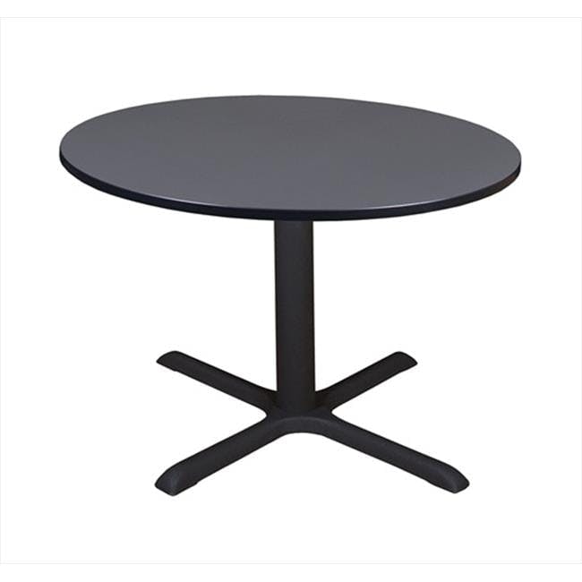 Cain 48" Round Grey Wood & Metal Dining Table with Steel X-Base