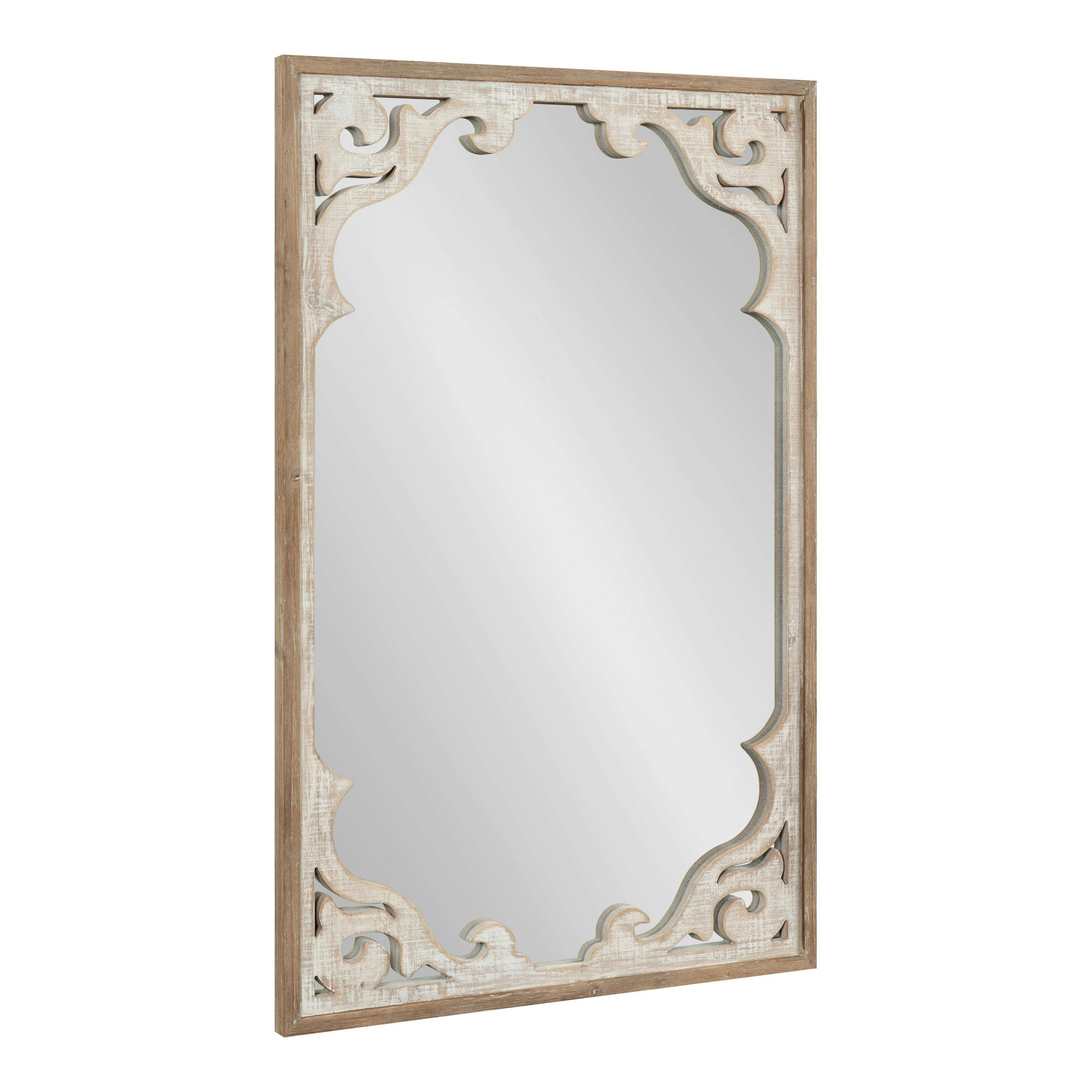Shovali Rustic Brown 22x34 Ornate Wood-Carved Wall Mirror