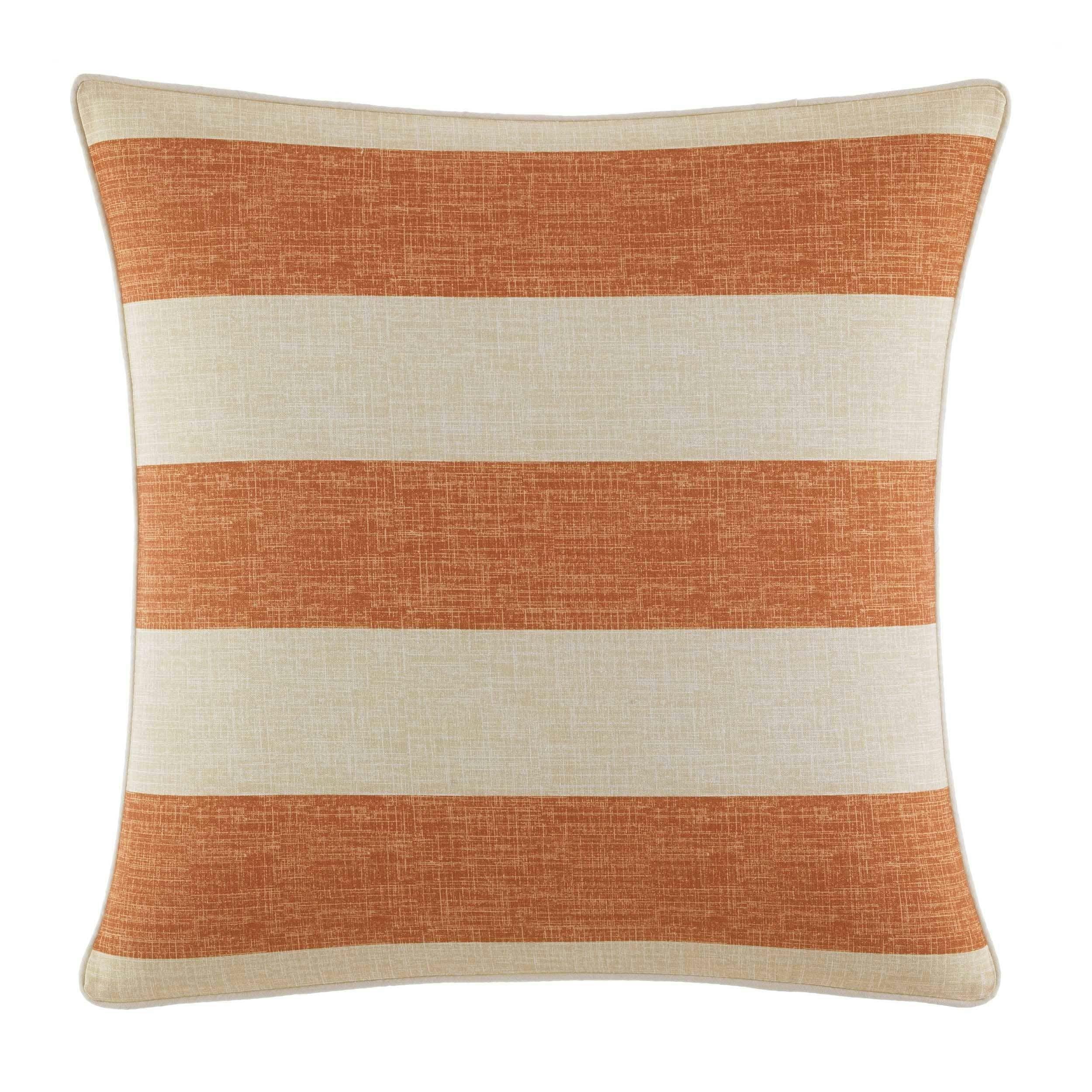 Island Elegance Embroidered Orange Stripe 18" Square Throw Pillow