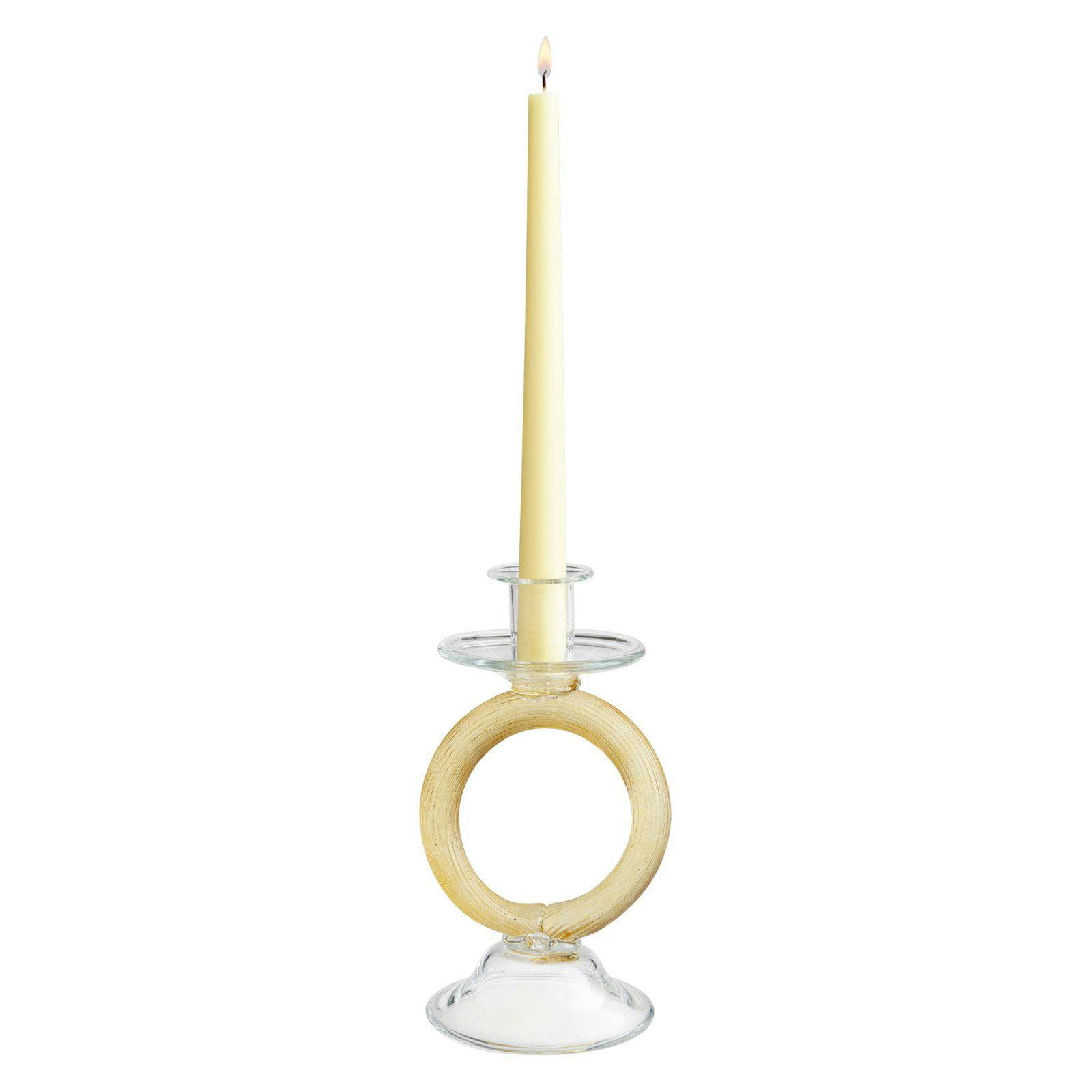 Modern Gold Luxe Glass Candlestick Holder 8.5" High