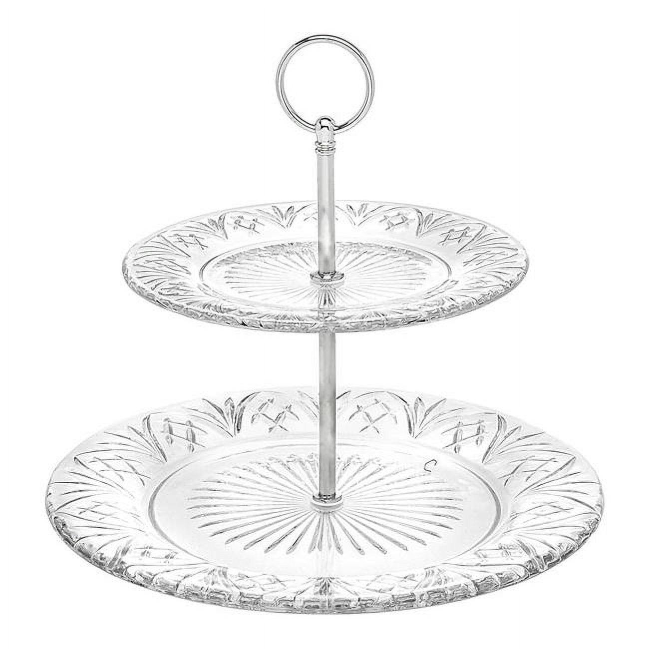 Elegant Dublin Polished Crystal 2-Tiered Round Serving Stand