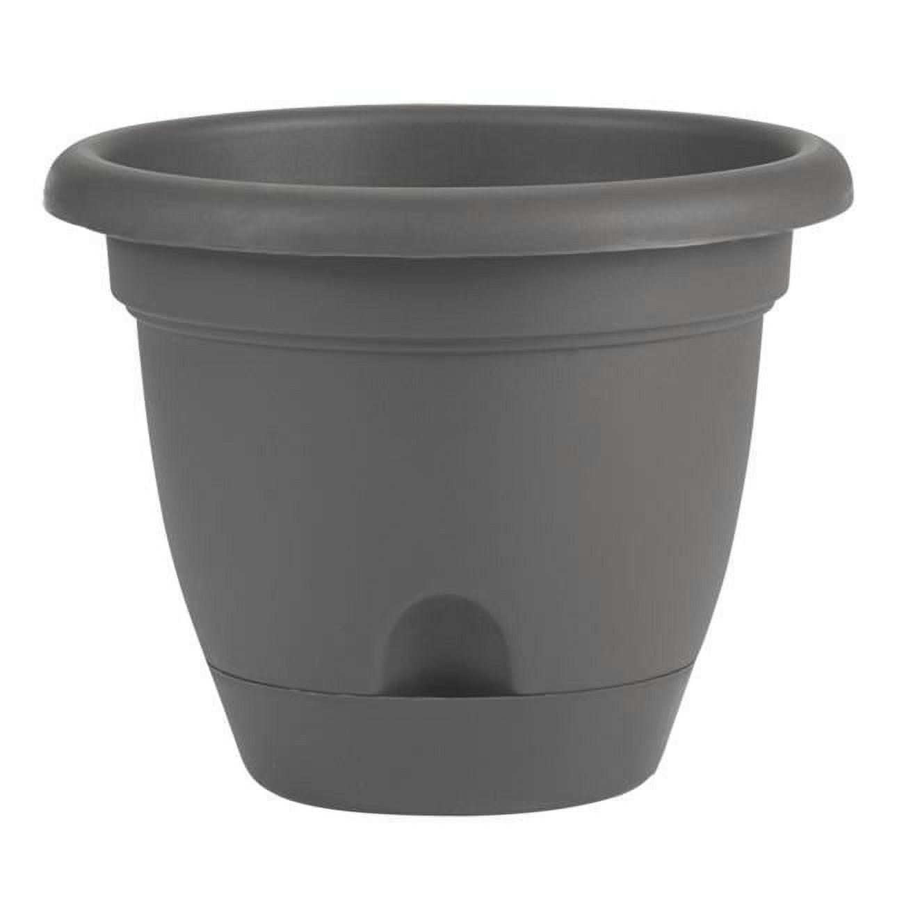 Charcoal Gray 12" Self-Watering Resin Planter with Saucer