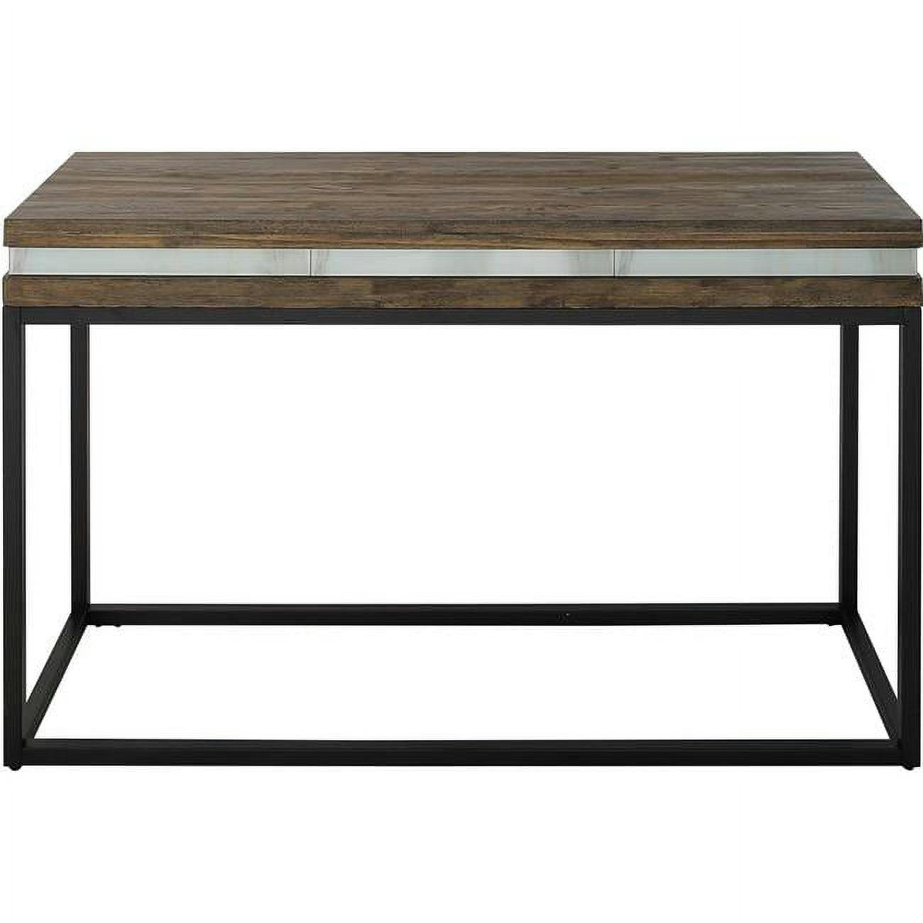 Bailey Ebony Metal and White Marble Glass Console Table with Storage