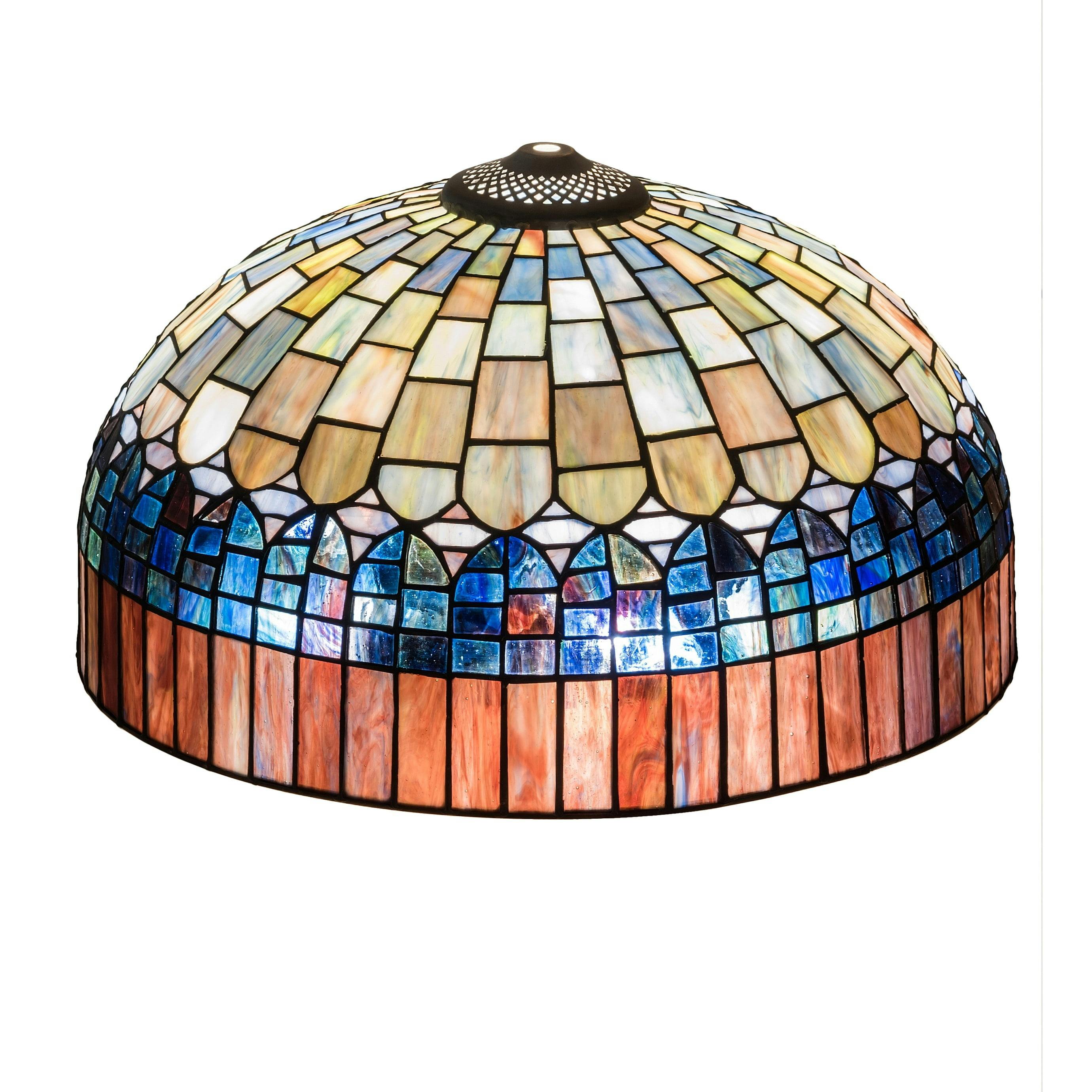 Artisan Crafted 16" Tiffany Candice Glass Shade in Mauve, Green, and Blue