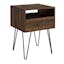 Contemporary Dark Walnut Hairpin Leg Side Table with Drawer
