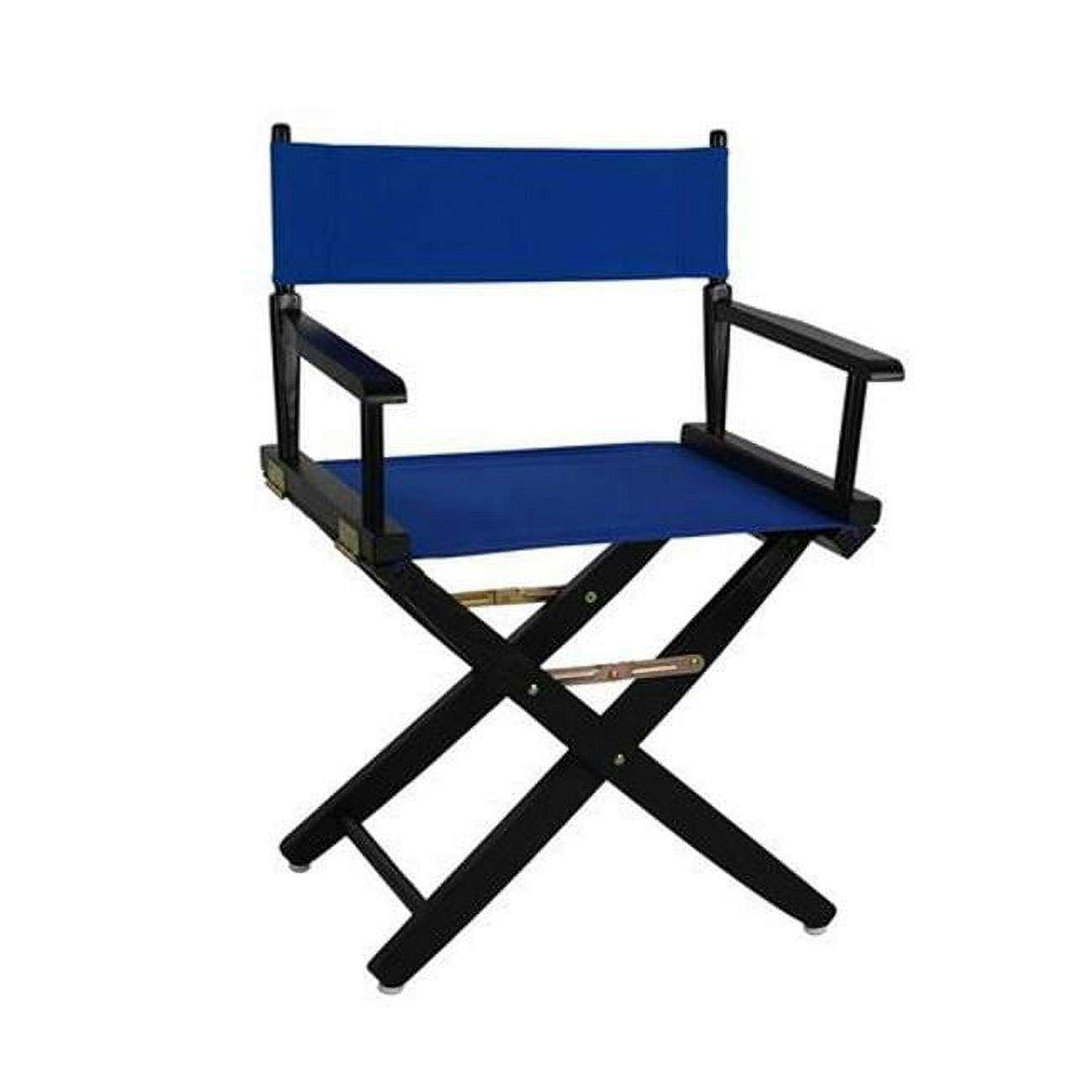 Luxurious 18" Black and Royal Blue Wood Director's Chair
