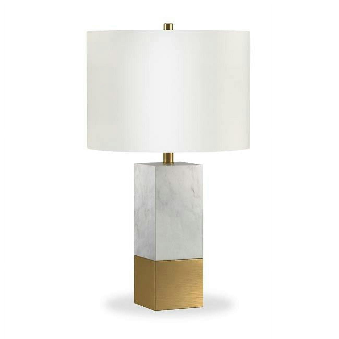 Lena 21.5" White Marble & Brass Table Lamp with French Drum Shade