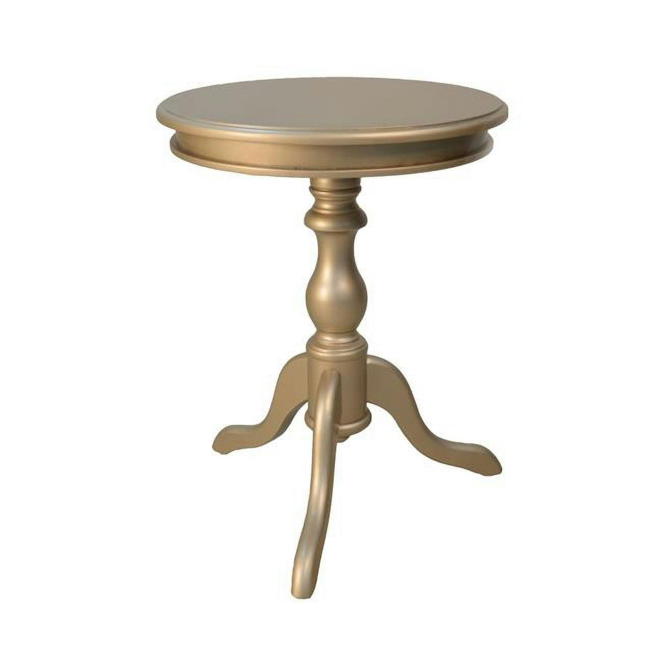 Gilda Champagne Round Pedestal Side Table with Turned Base