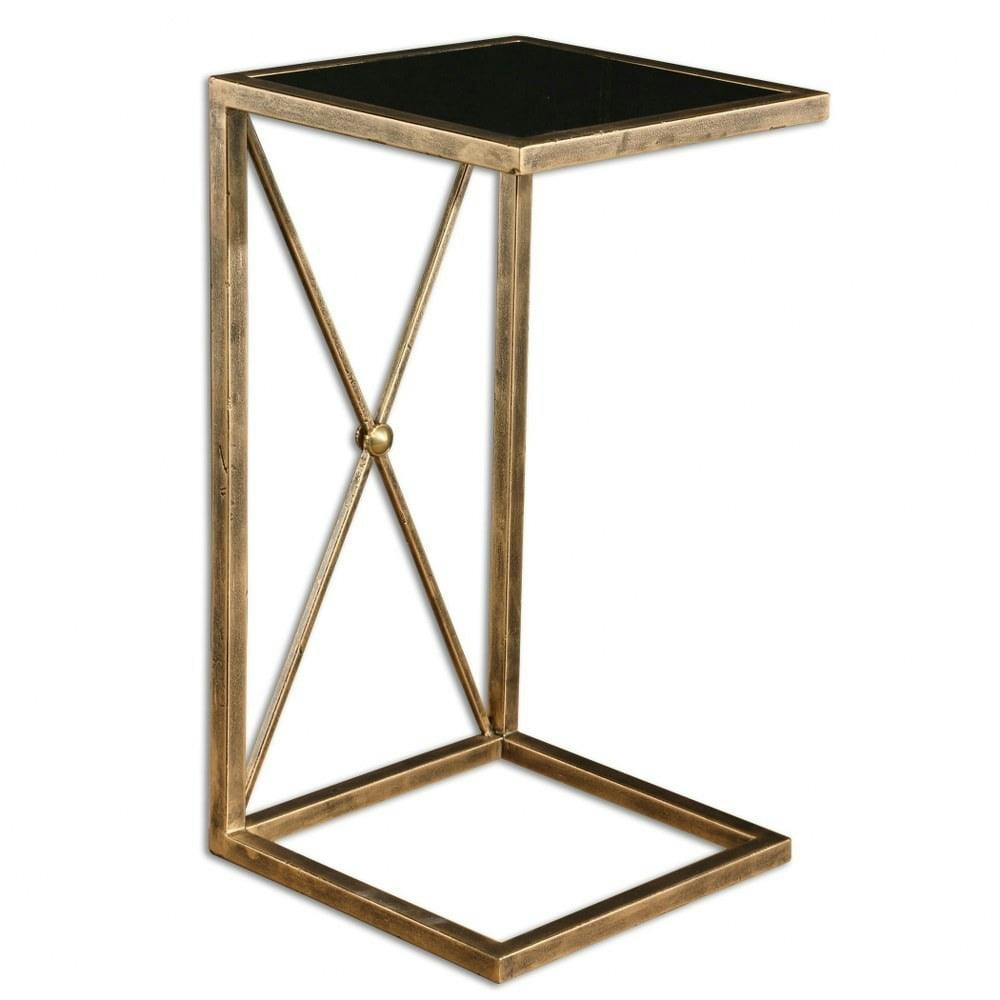 Zafina 13" Black and Gold Contemporary Square Side Table