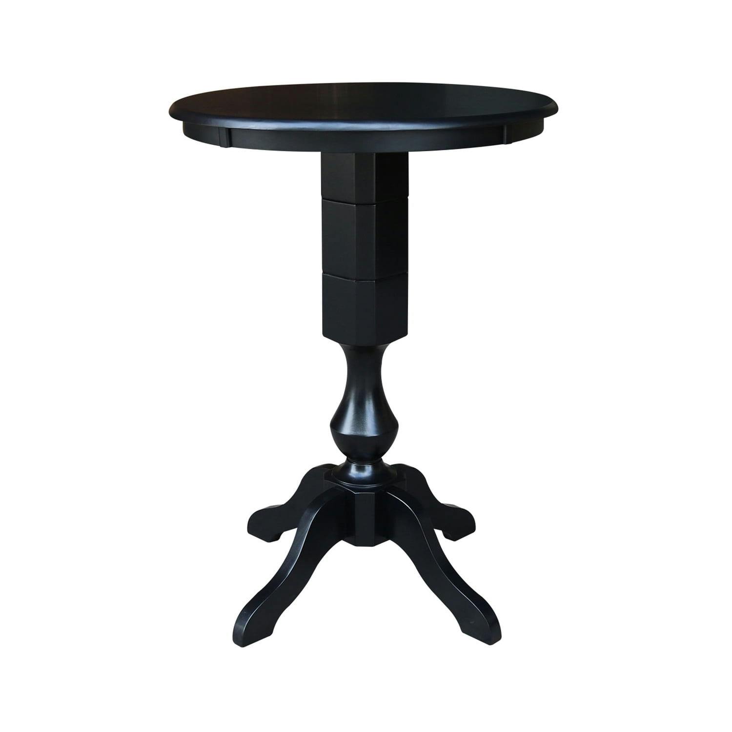 Elegant Round Black Rubberwood Pedestal Dining Table - 30"