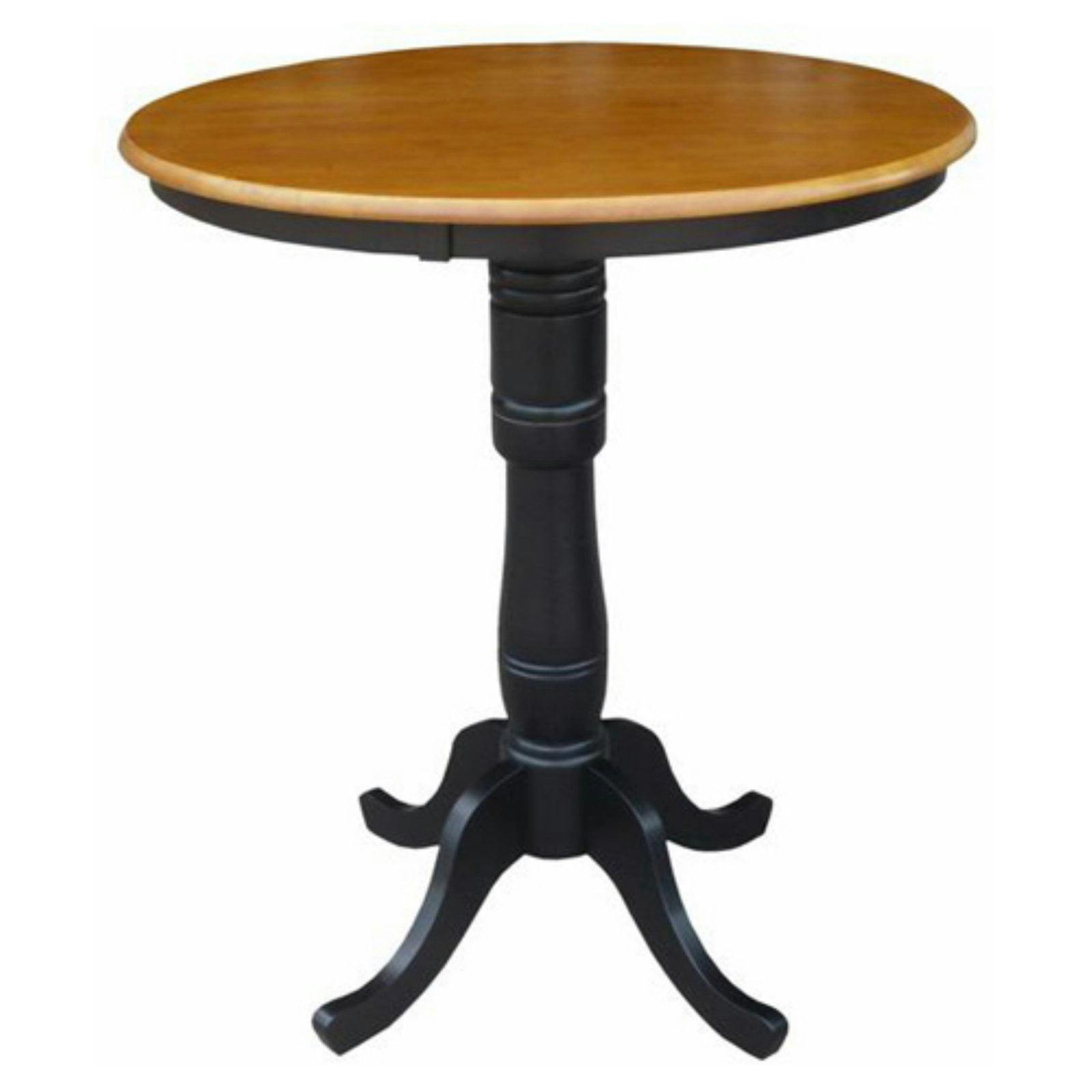 Elegant 30" Black/Cherry Solid Wood Round Pedestal Pub Table
