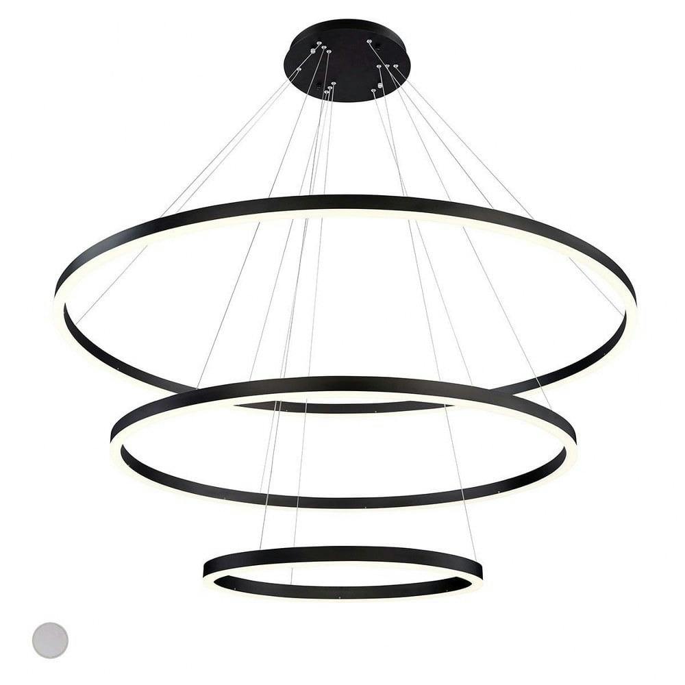 Spunto Matte Black 3-Light LED Chandelier with Opal Diffusers