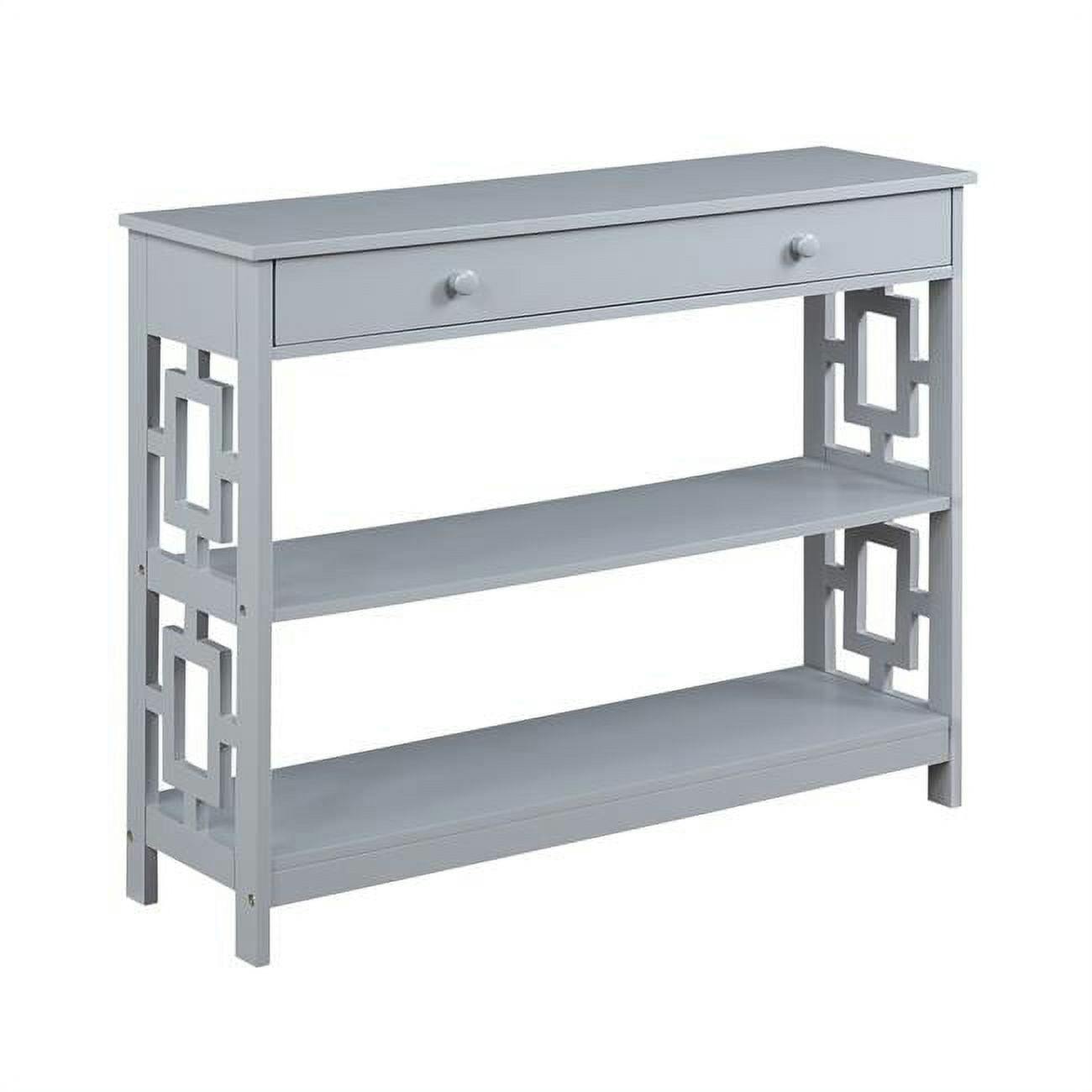 Modern Square 3-Tier Gray Console Table with Storage