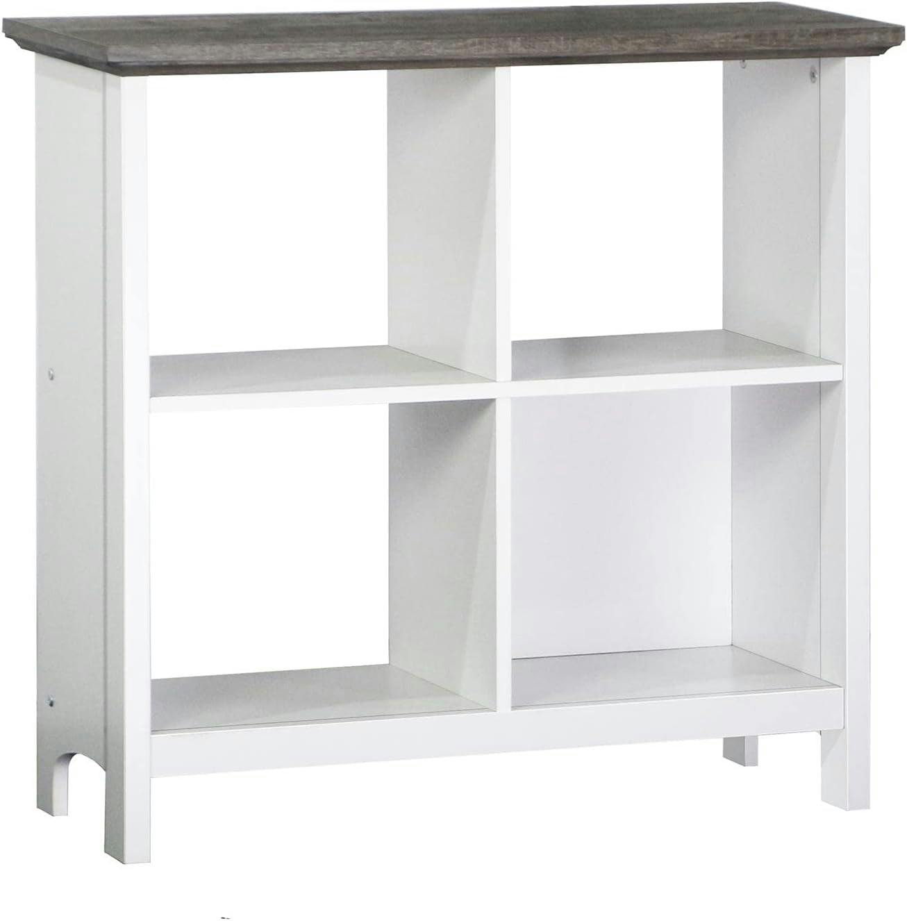Olivia Gray Oak and White 4-Cube Wooden Bookcase