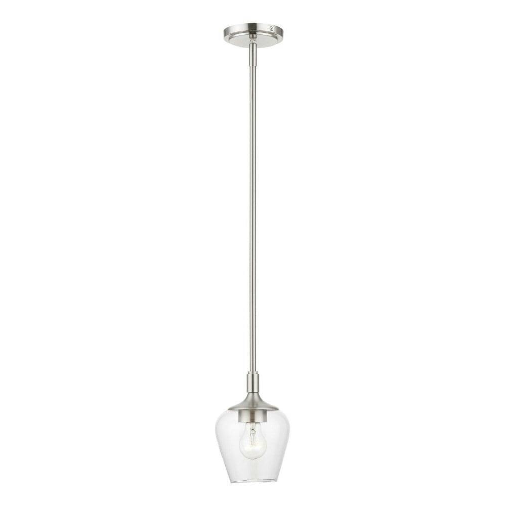 Transitional Brushed Nickel 1-Light Pendant with Clear Glass Shade