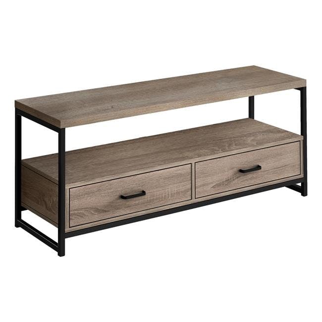 Contemporary 47-Inch Dark Taupe & Black TV Stand with Storage