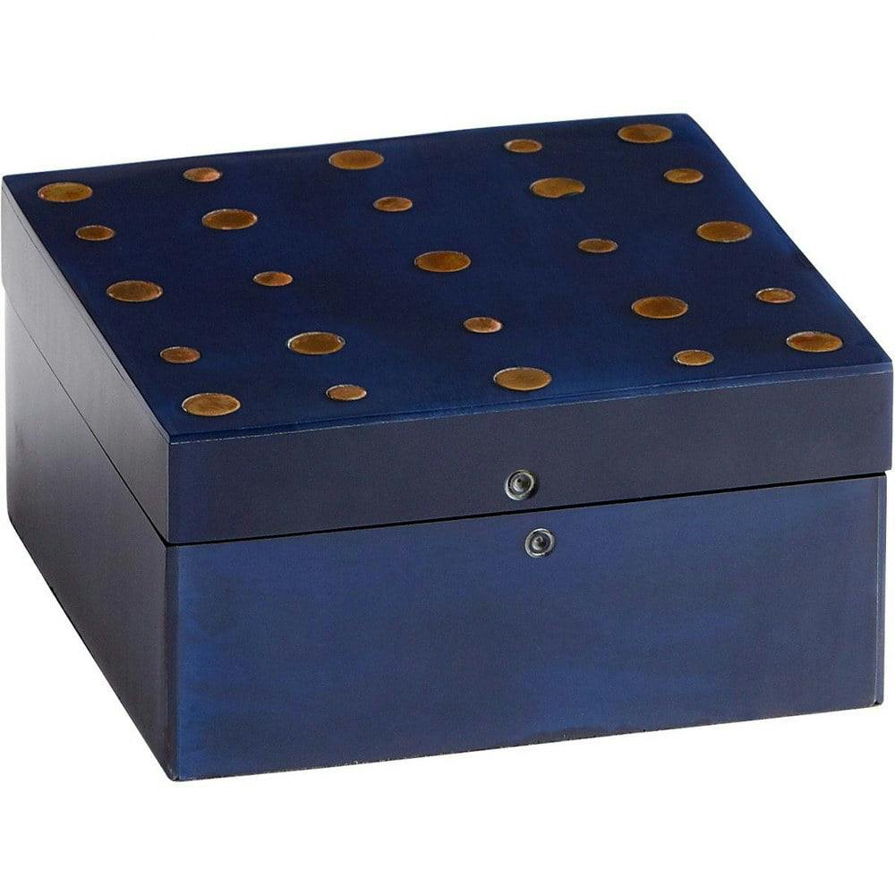 Dotty 5.25" Black and Brass Modern Resin/Wood Keepsake Box