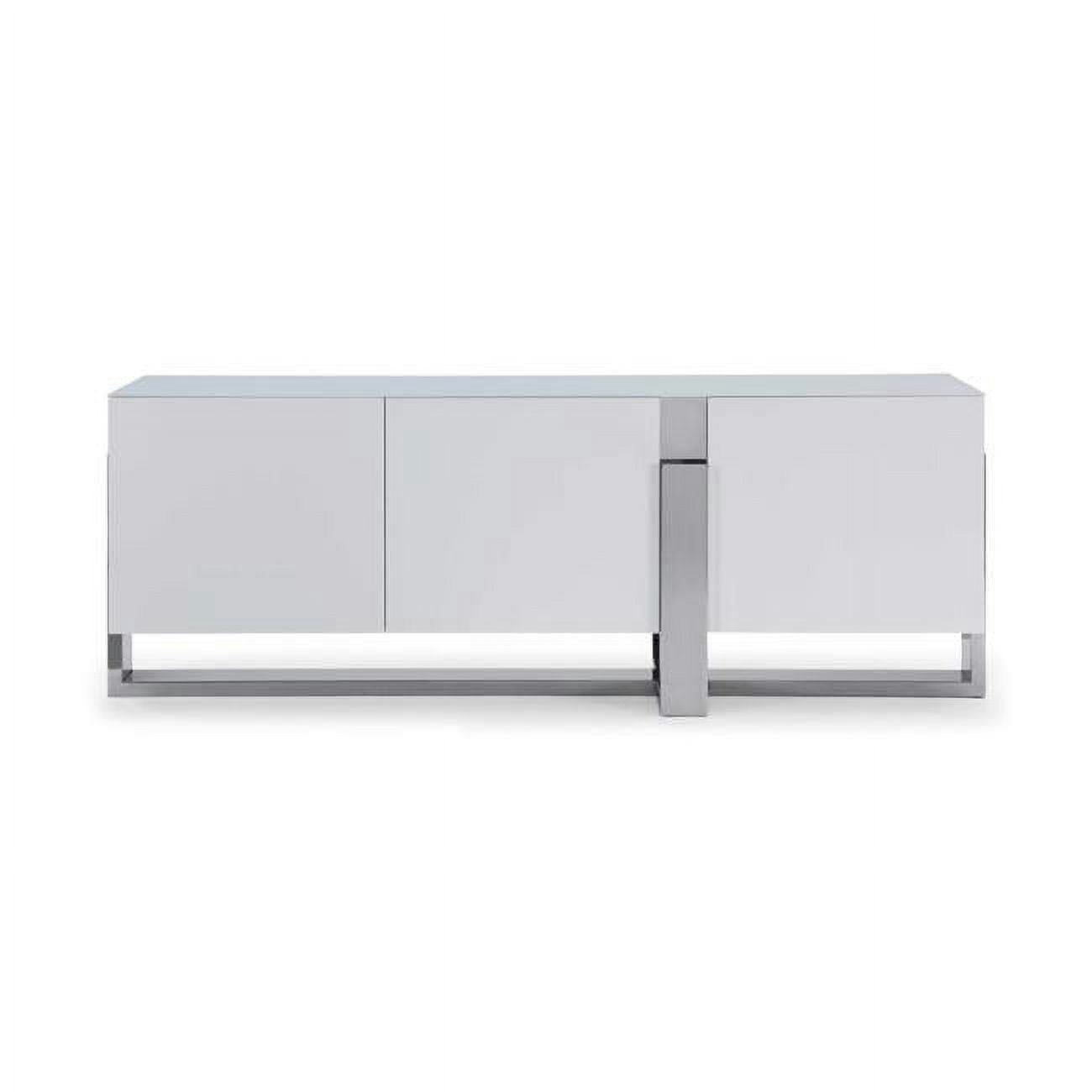 Lin 91" Matte White and Polished Stainless Steel Contemporary Buffet