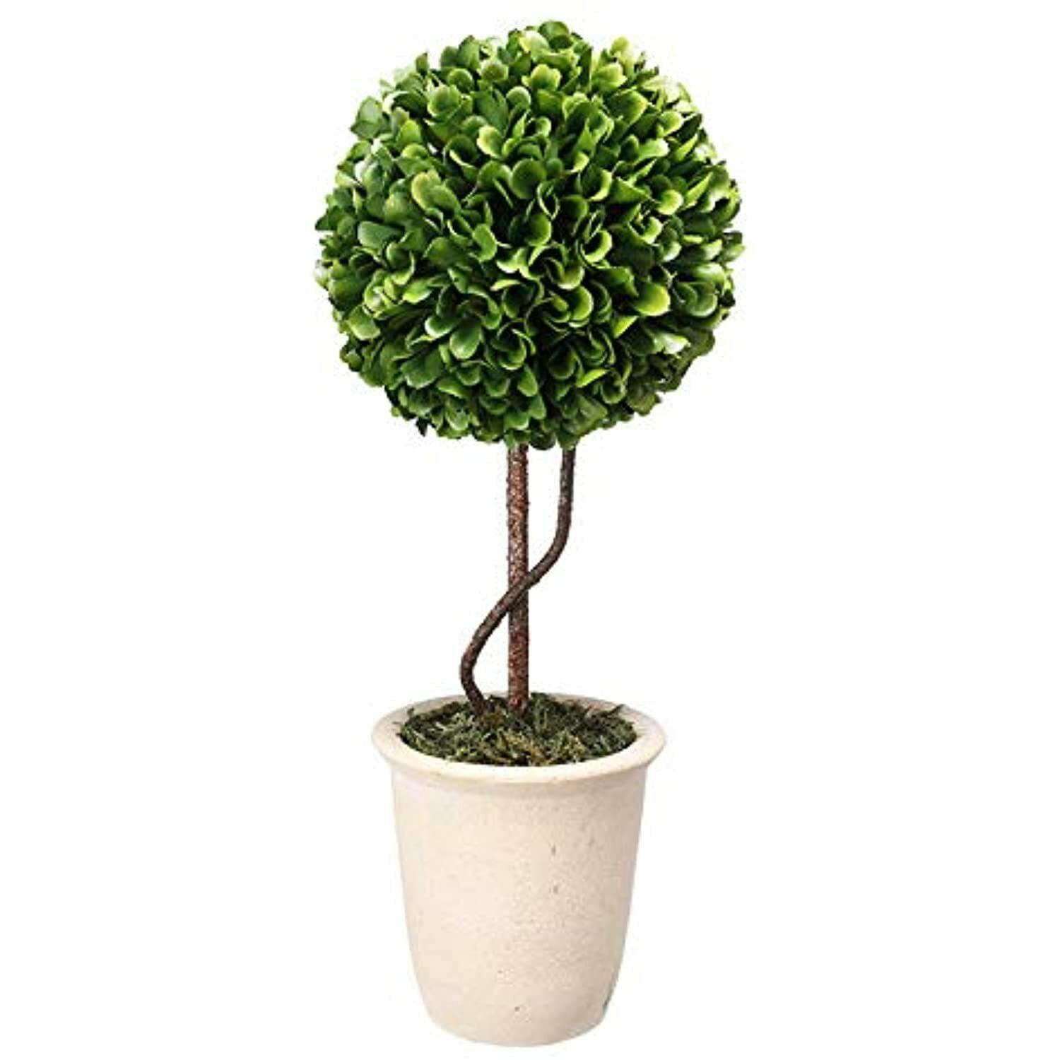 Evergreen Elegance Faux Boxwood Sphere Topiary, 6"x14", Indoor/Outdoor