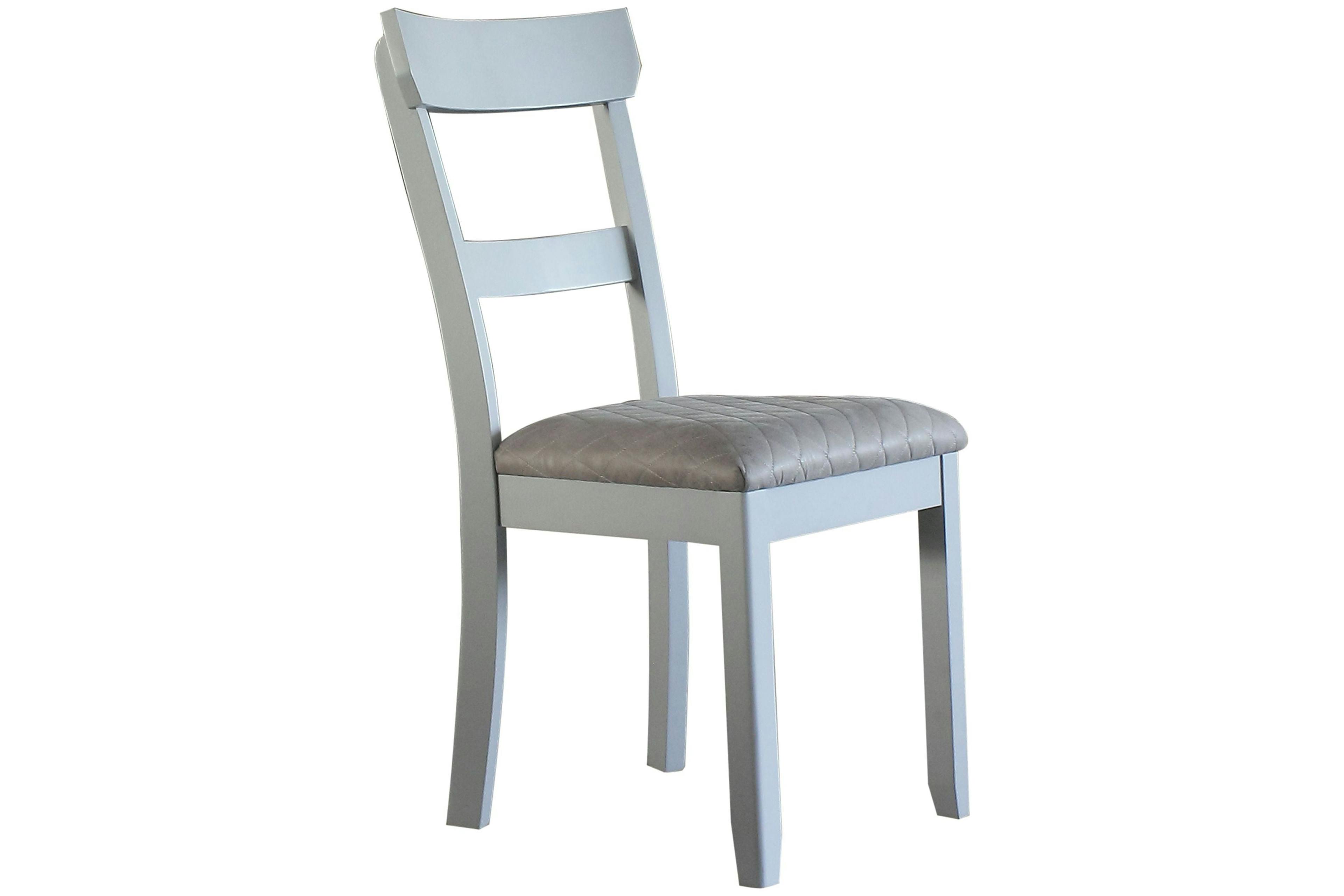 Elegant Two-Tone Gray Ladderback Upholstered Side Chair