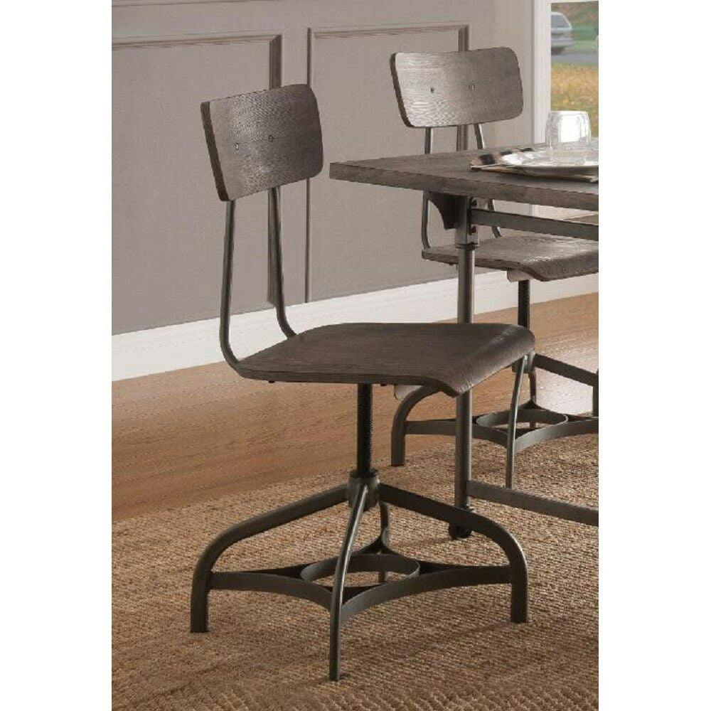 High Swivel Gray Metal Side Chair with 34" Height