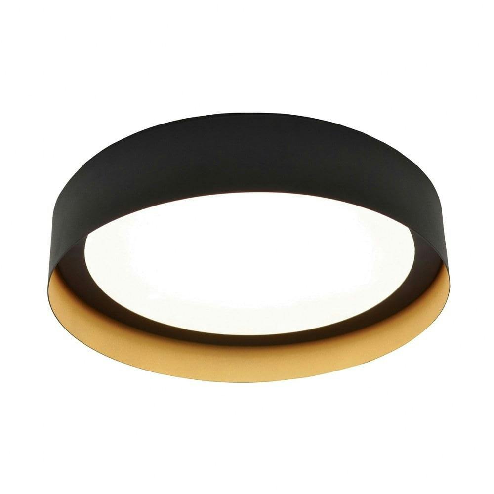 Modern Edge-Lit Black and Gold 12" LED Flush Mount Light